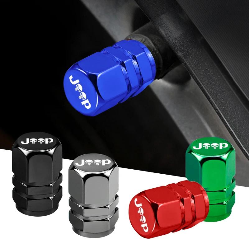 4Pcs Car Tire Valve Stem Caps Dustproof Air Valve Cover Auto Accessories For Jeep Wrangler Grand Cherokee Compass KUBEL1