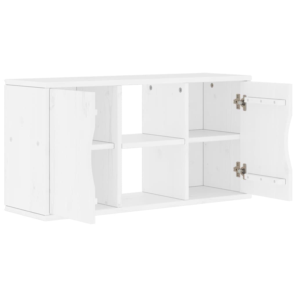 ODDA White TV Stand 79 x 24 x 40 cm Solid Pine Wood