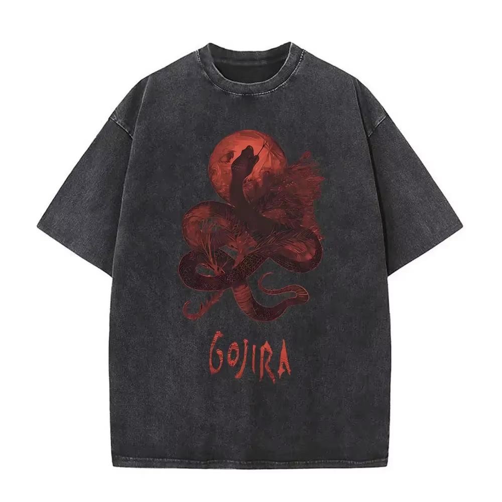 Стирка Винтажная Металлическая Рок-Группа Gojira Футболка От Марса К Сириусу Футболки Мужские Женские Готическая Панк Оверсайз Футболки Уличная Одежда