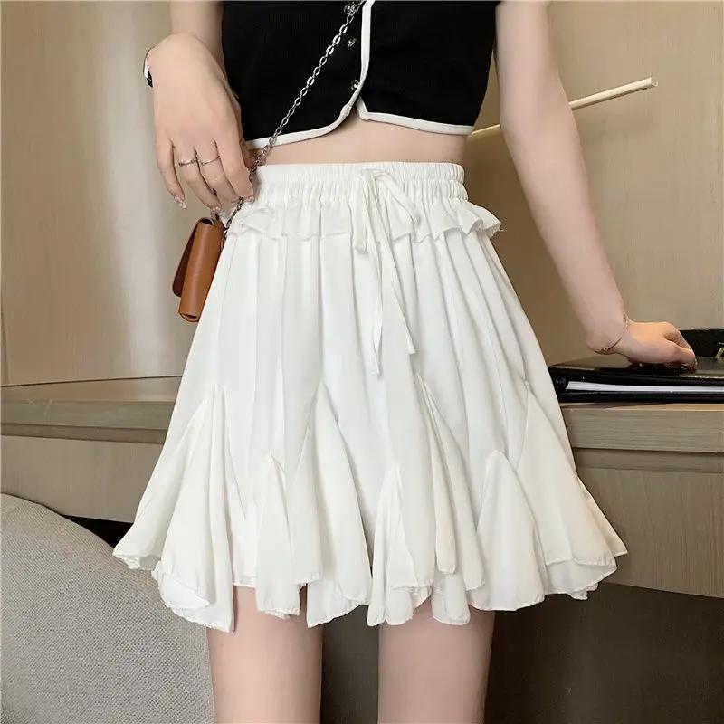 Skirts Women Pleated High Waist Solid Korean Style All-match Mini Summer Newest Simple Streetwear Holiday Female Leisure