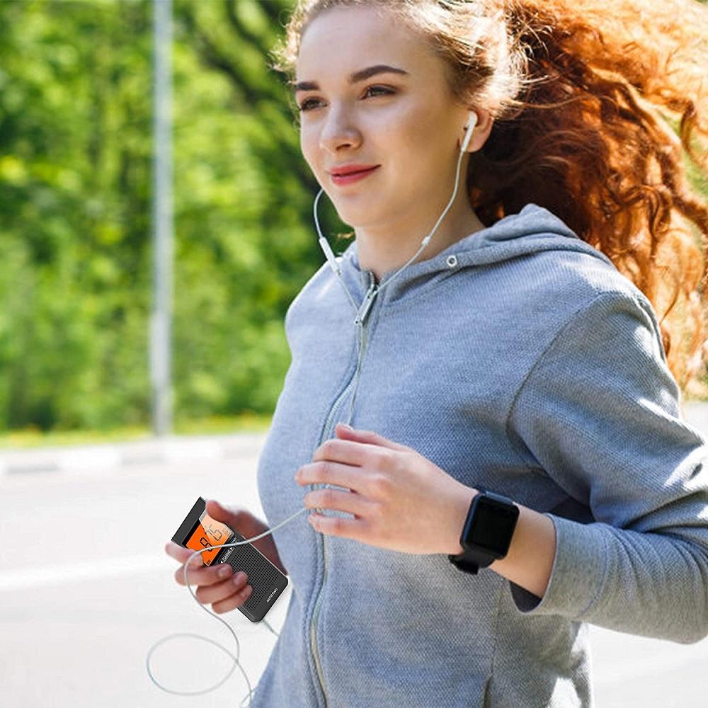 FM Pocket Radio Portable Radio Alarm Clock Auto-Search Channels Mini Hand Radio