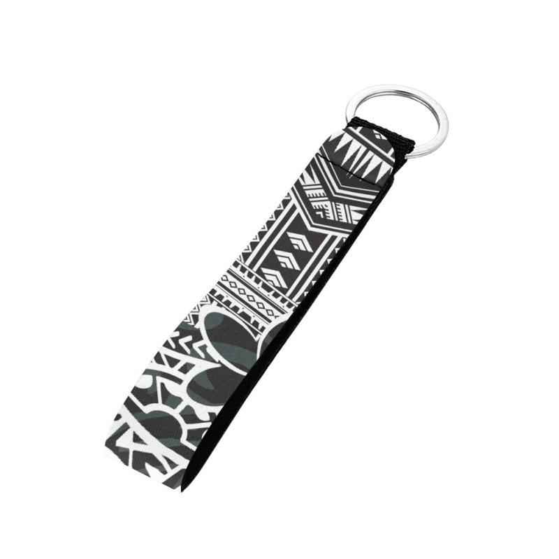 New, Polynesian Style Streamer Keychain, Striped Flower Print Pendant Jewelry Hand Rope