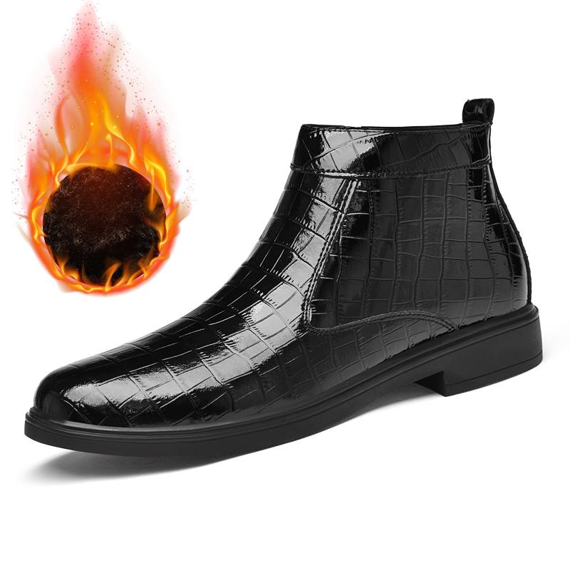 Модные зимние бархатные ботинки челси на платформе для мужчин, роскошный бренд, деловые, формальные, высокие, кожаные туфли, мягкая подошва, удобная рабочая обувь