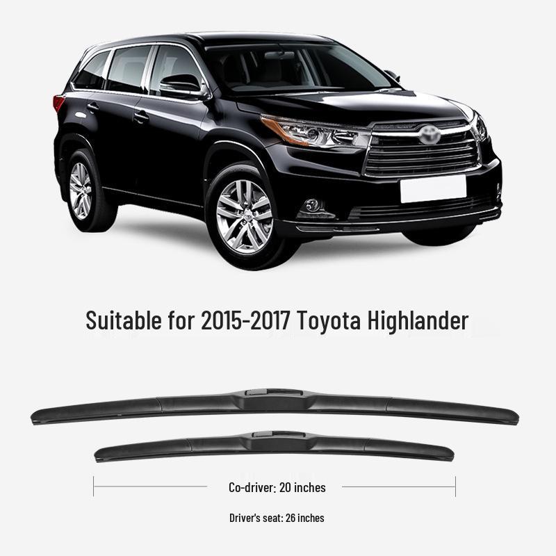 Подходит для Toyota Highlander 2015-2017: Бесшумное бескаркасное стеклоочистительное лезвие