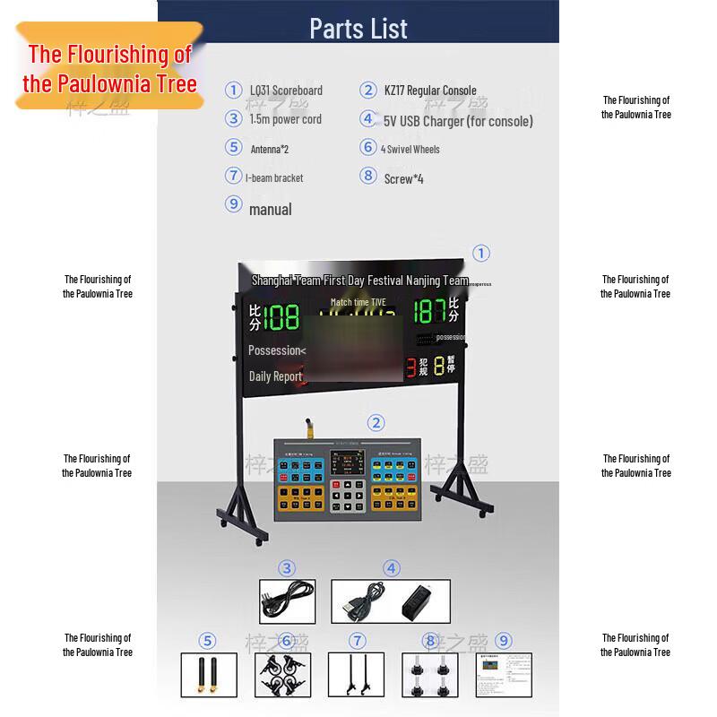 Basketball Electronic Scoreboard with 24-Second Timer