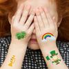 10 Pcs St. Patricks Day Children Body Tattoo Stickers Shamrock Pattern Cartoon Waterproof Green Hat Disposable Temporary Tattoo Clover