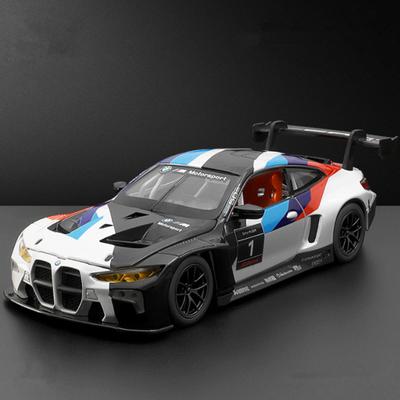 1:24 BMW M4 GT3 Спортивный Автомобиль из Сплава Модель Литой Металлический Игрушечный Автомобиль Модель Транспортного Средства Симуляция Звука и Света Коллекция Детский Подарок