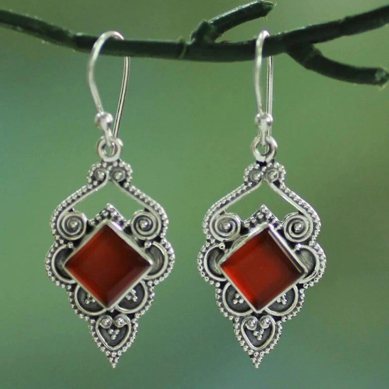 Висячие серьги в стиле бохо для женщин, винтажные серьги-капли с селенитом и бирюзой, этнический ретро-кулон, крючок для ушей, пляжная вечеринка, ювелирные изделия, подарок