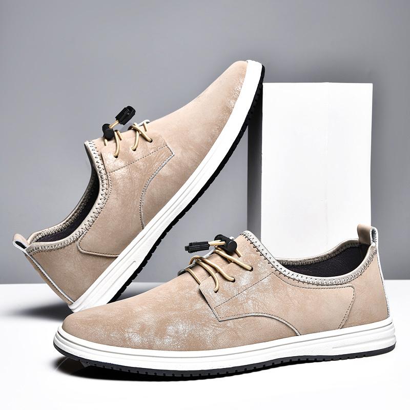 Man Genuine Leather Casual Shoes Business Shoes Luxury Brand Leather Shoes Breathable High Quality Comfy Frosted Formal Shoes