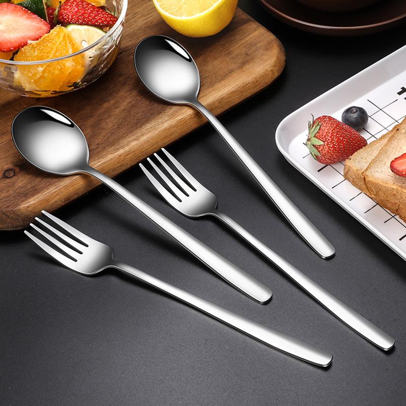 Korean Style Long Handle 304 Stainless Steel Ladle and Soup Spoon Set