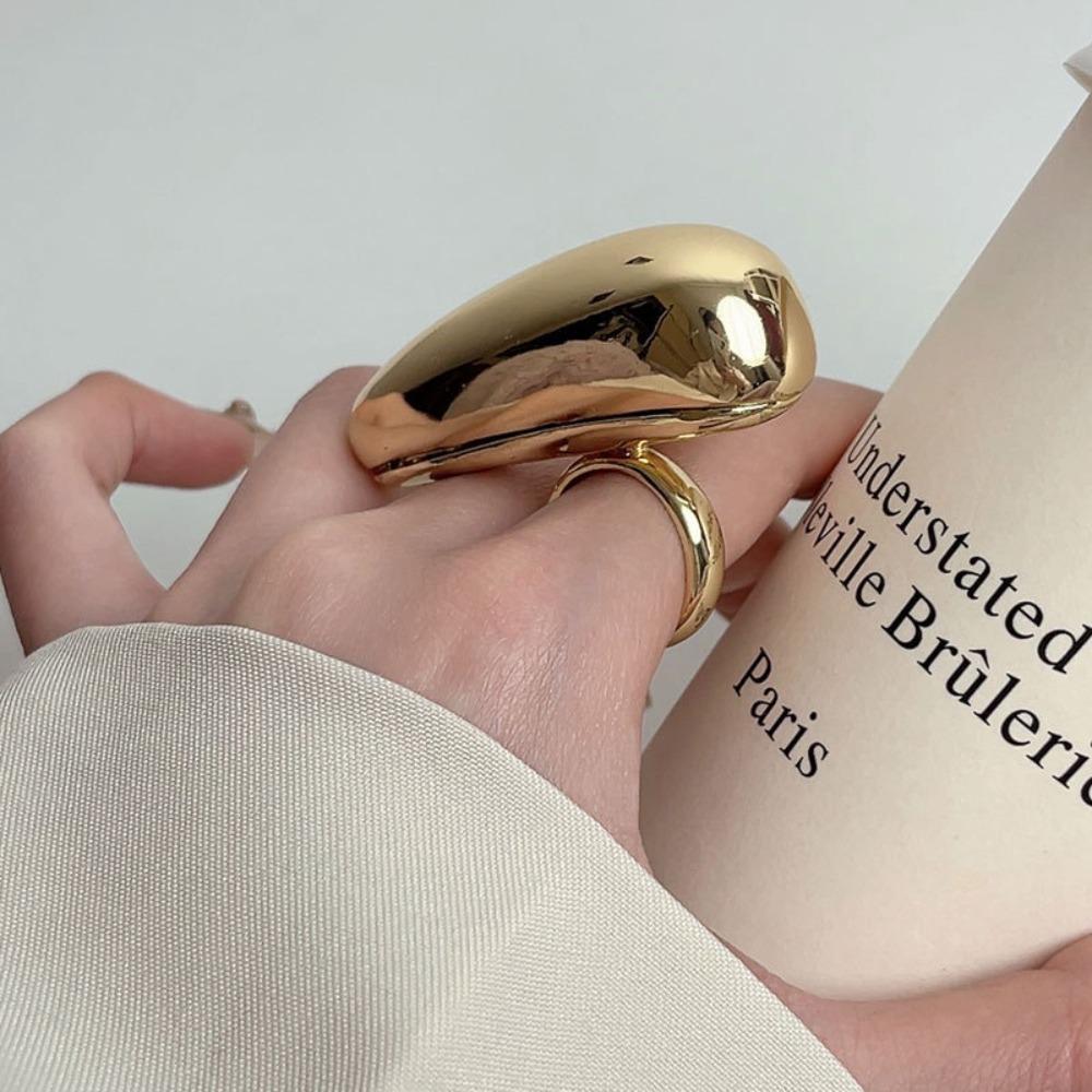 Роскошное большое кольцо-капля воды, преувеличенные массивные кольца, новое кольцо из цельного металла, большое кольцо