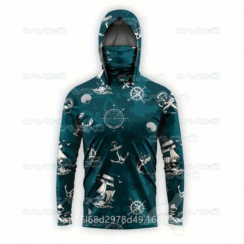 Quick-Dry Bamboo Fiber Fishing Shirt With Hood Face Cover Lightweight UV Protection Long Sleeve Outdoor Angling