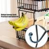 Двухъярусная корзина для фруктов с 2 вешалками для бананов. Дизайн ручки. Большая вместимость. Прочная несущая прямоугольная стойка для хранения.