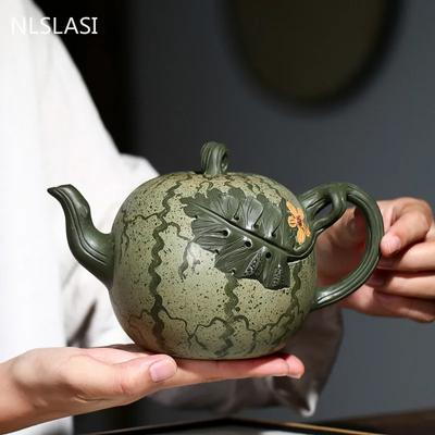 Китайский чайник для заваривания чая Yixing Boutique, имитация арбуза, фиолетовая глина, чайник для чайной церемонии, ручная работа, индивидуальный заказ, 700 мл