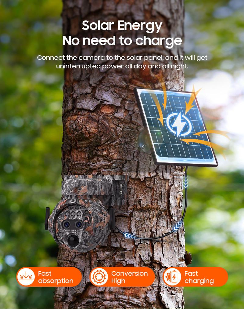 4G Camouflage Solar Outdoor Camera: 12x Zoom, HD AI, Full Color Night Vision, Forest Surveillance