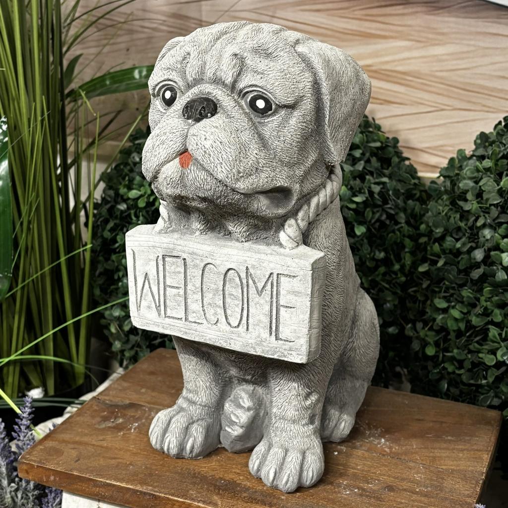 Concrete pug figurine - concrete garden sculpture dog