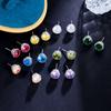 Stud Earrings Crown Color Multi-Color 8Mm Inlaid Zircon Environmentally Friendly Earrings Trinkets