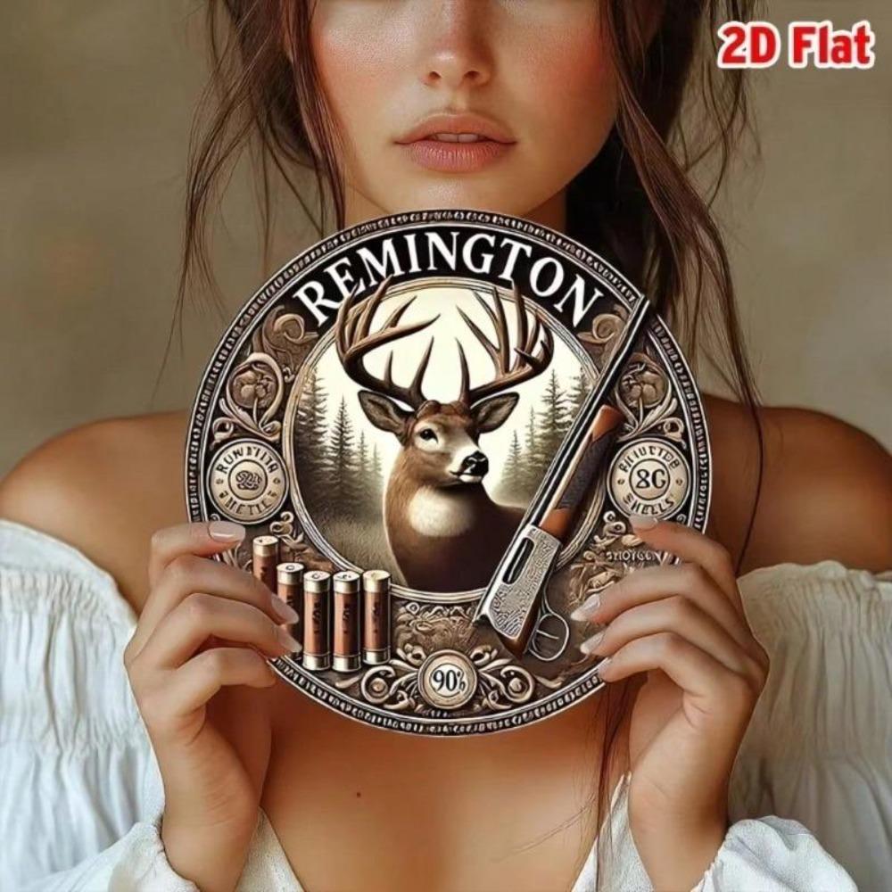 Винтажная металлическая табличка 8 дюймов Remington Classic Flat 2D Настенное искусство Декор для дома