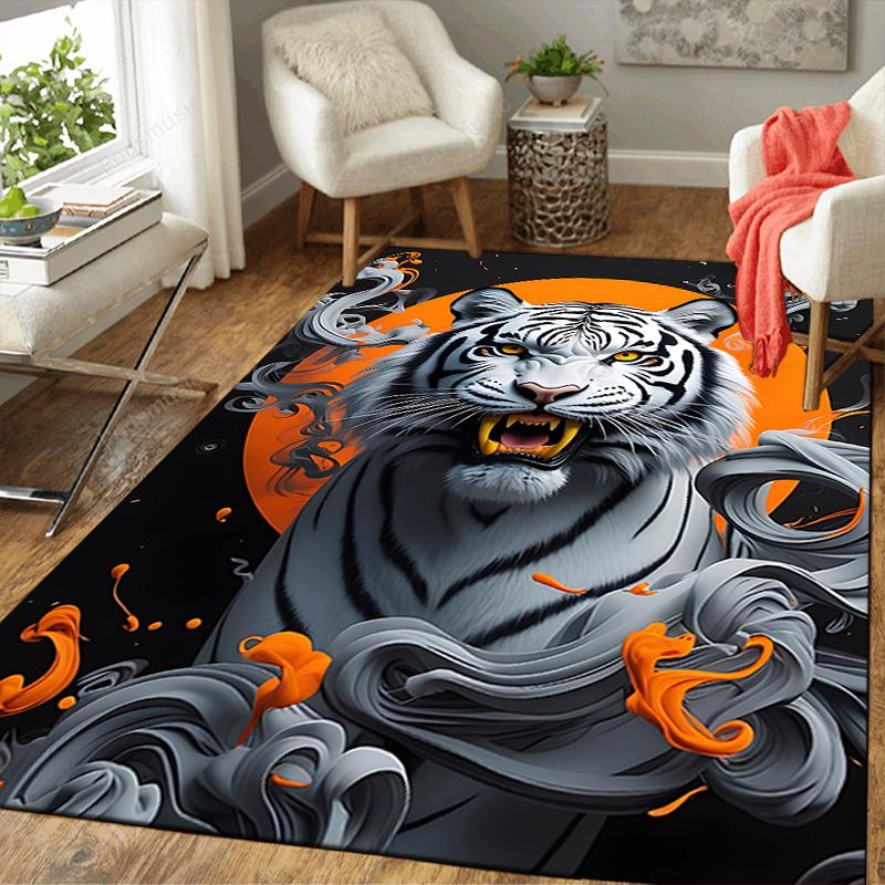 1Pc Tiger Spirit Artwork Rug, Office Carpet Indoor Outdoor Doormat, Non-Slip, Comfortable, Living, Christmas Halloween, Xmas Gift G1155
