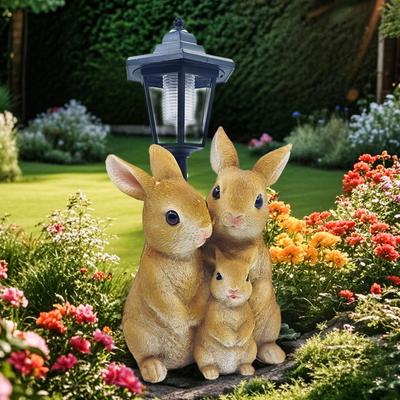 Солнечные садовые статуэтки, уличный декор, фигурки кроликов со светодиодной подсветкой, украшения для двора, садовые подарки для женщин, уникальные подарки на новоселье