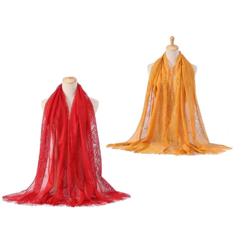 Ажурная длинная шаль-накидка для женщин для особых случаев, кружевная и прозрачная, с цветочным узором, шарф-накидка на плечи для вечернего мероприятия