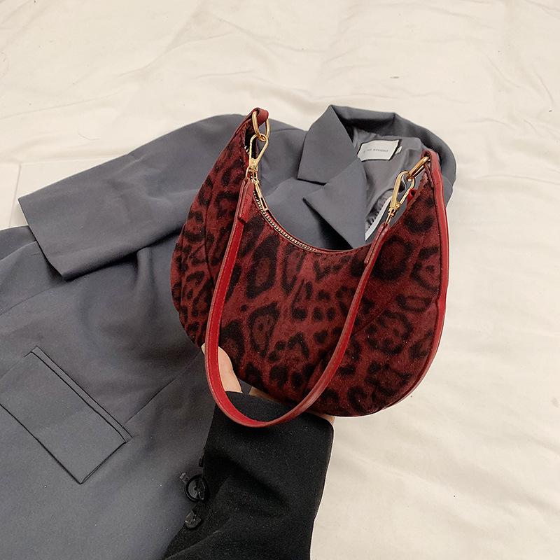 Осенняя леопардовая сумка через плечо/под мышку, красивая, ретро, с индивидуальностью, повседневная, с темпераментом, портативная, в форме полумесяца