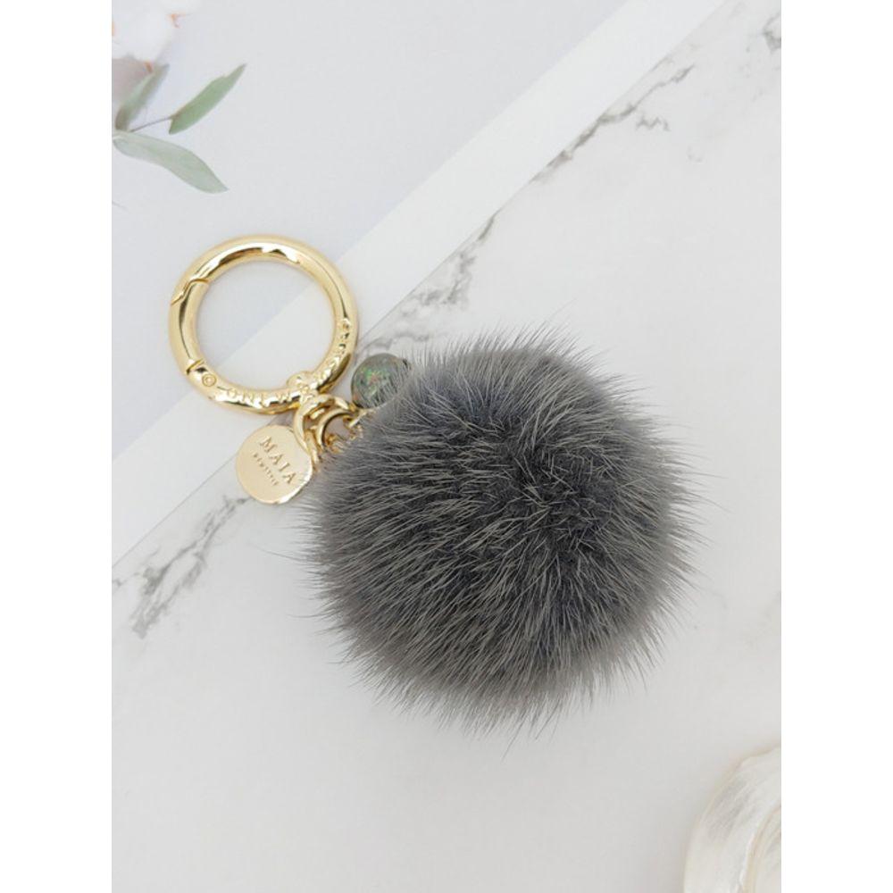 MAIA Mink Fur Keychain & Charm - D Gray