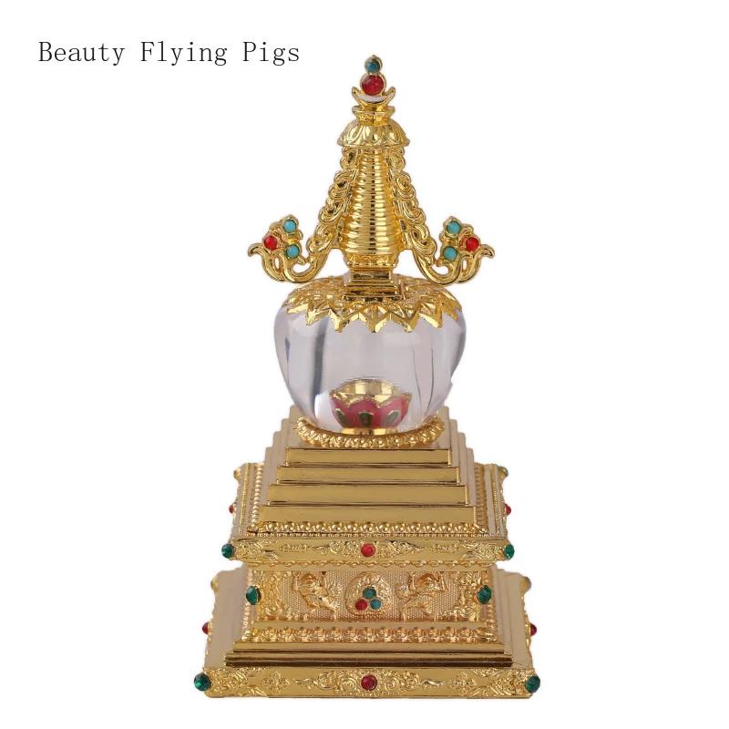 Nepalese Craft Zinc Alloy Crystal Bodhi Pagoda Sacrificial Pagoda Home Offering Sacrificial Child Table Decoration