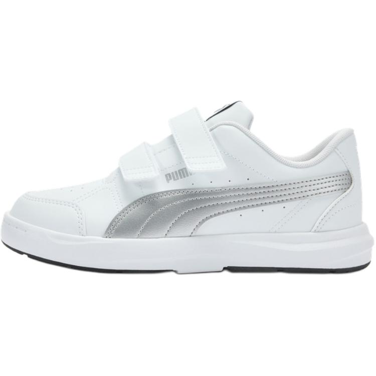Puma Evolve Court V Comfortable Versatile Durable Breathable Low-Top Kids Skate Shoes Kids Skate Shoes White Silver 404315-11
