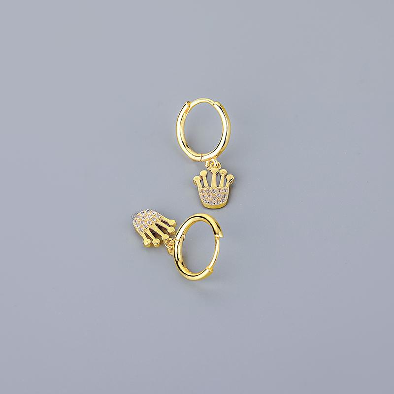 ANENJERY Модные серьги-кольца с кубическим цирконием, крестом, звездой и Луной, серьги-кольца для женщин, серьги золотого, серебряного цвета, ювелирные изделия Pendientes
