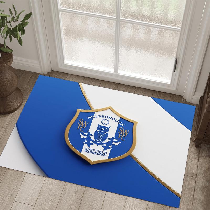 Sheffield Wednesday Football Design Crystal Velvet Carpet Cozy Non?Slip Printed Rug For Bedroom Living Room Entrance