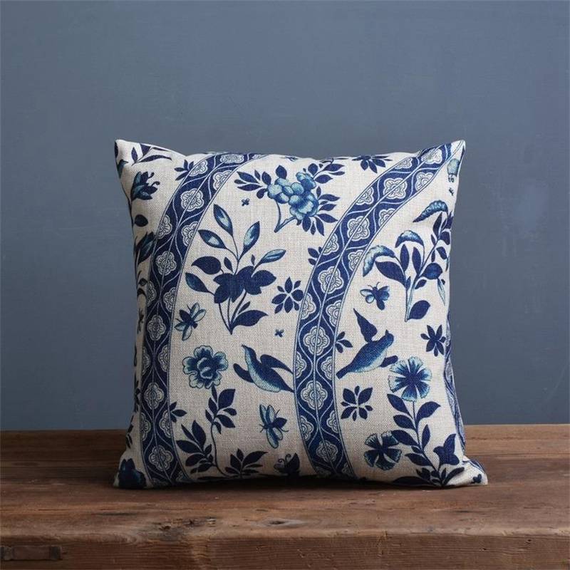Винтажный синий и белый фарфоровый чехол для подушки с принтом, декоративная подушка для дивана, автомобильного кресла, домашний декор, наволочка
