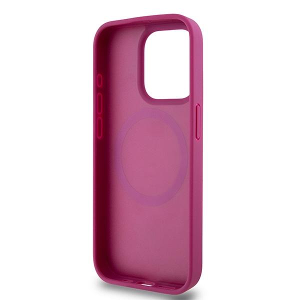 DKNY DKHMP15LPSHRPSP iPhone 15 Pro 6.1" pink hardcase Leather Monogram Pattern Metal Logo MagSafe