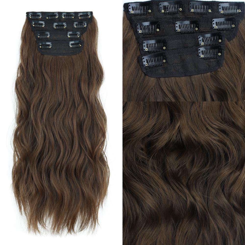 MISSQUEEN Светло-коричневые длинные волнистые волосы для наращивания из синтетического волокна, натуральные 4 шт., на клипсе, женская модная повседневная одежда, волосы