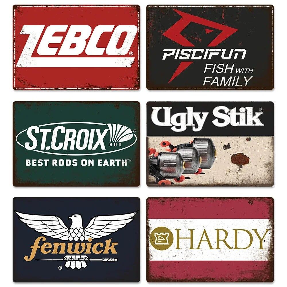 Putuo Decor Fishing Gear Retro Tin Sign Plaque Metal Plate Vintage Wall Art Poster Decoration for Tackle Shop Home Iron Painting