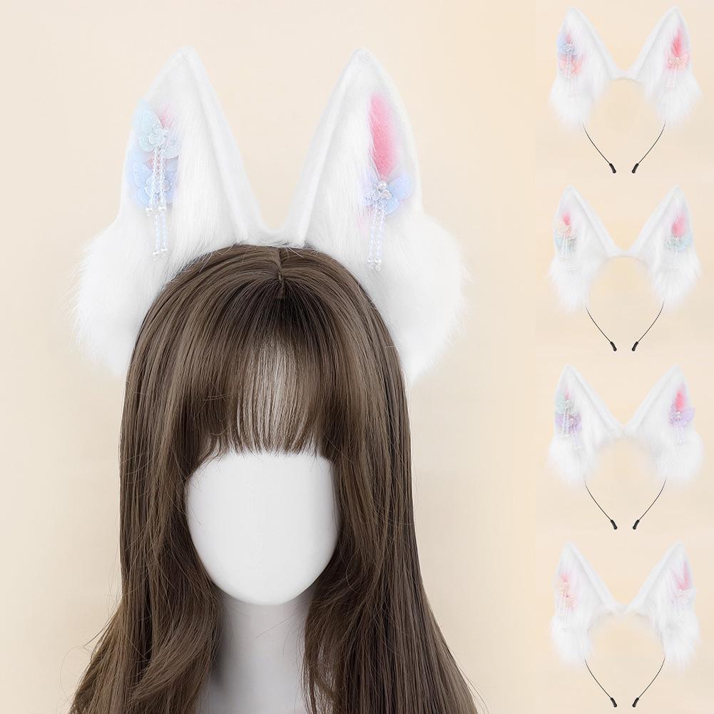 Simulation Plush Handmade Rabbit Ear Hair Antique Headband Lolita Accessories Makeup Accessories Multi-colored Beast Ear Headgear