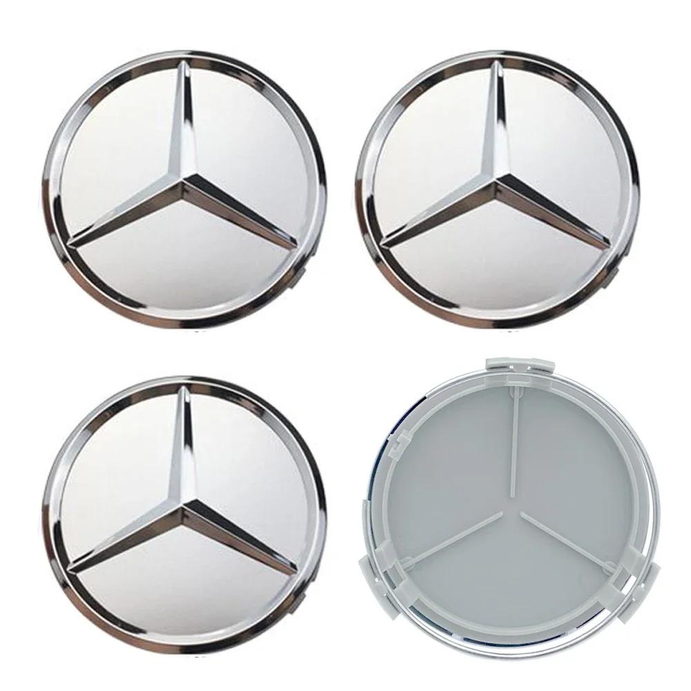 ENO1 For Benz AMG 4pcs 75mm Car Wheel Center Caps Rims Hub Caps For Mercedes Benz W204 205 A B C E S CLA CLK ML GLK GLA GLB GLC CLAS