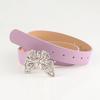 Rhinestones Butterflies Decor Belt Adjustable Length Multi Holes Design Women Waistband Solid Color Belt Costume Accessories