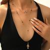 Long Cross Necklace Multi-layer Stacked Pendant Light Luxury High Sense Diamond Collarbone Chain Women