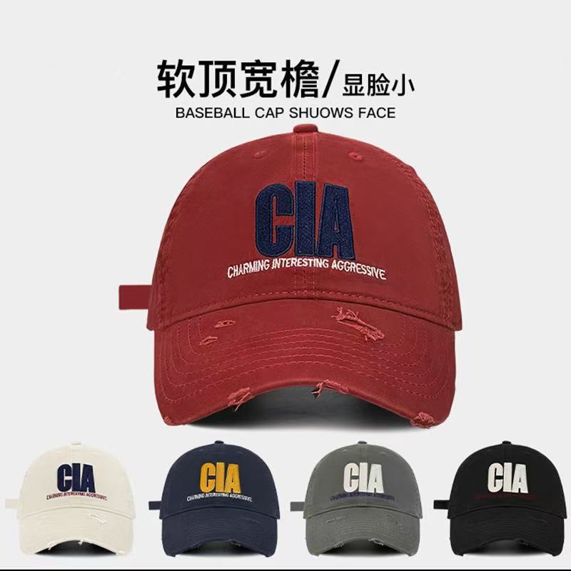 American old worn letter baseball cap women street versatile face small cap couple travel shade leisure