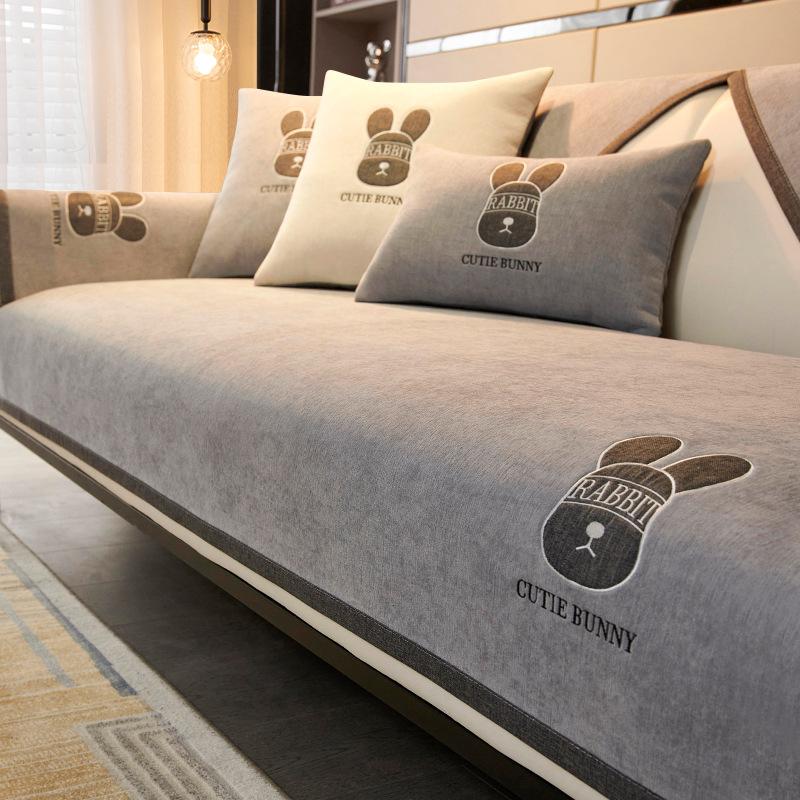 Легкая роскошная диванная подушка из синели, универсальная подушка для сидения на все времена года, новый стиль, противоскользящий кожаный чехол для дивана, тканевое полотенце