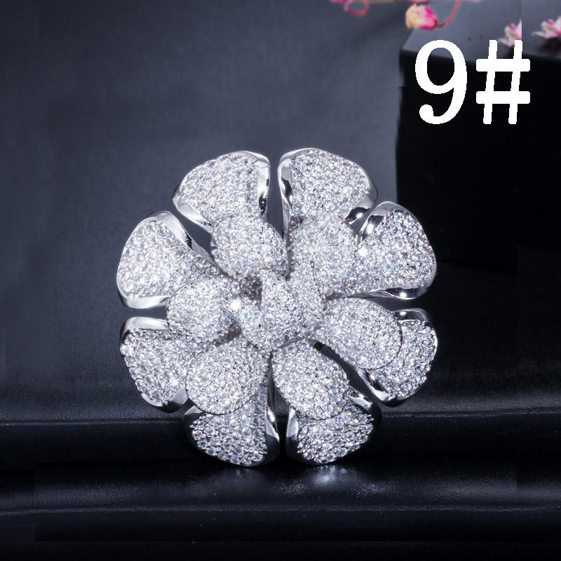 CMM Luxury Cubic Zirconia Nigerian Gold Color Statement Large Flower Finger Rings For Women Wedding Prom Jewelry