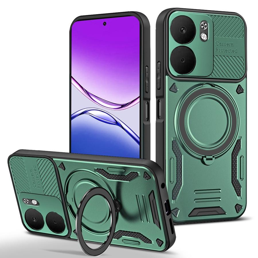 Бронированный противоударный магнитный чехол для OPPO Reno 13 13F 14F A5 5G A5X Realme 14 Pro Plus 14X C75 с держателем-кольцом для автомобиля