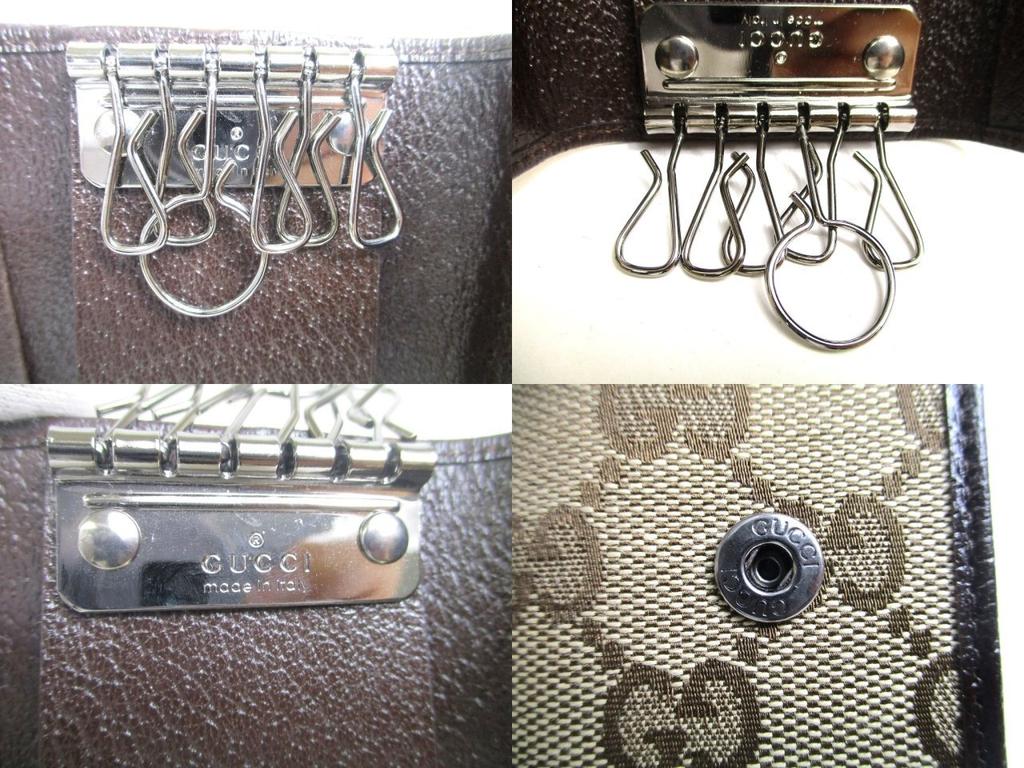 Оригинальный брелок GUCCI GG Brown Canvas and Leather 6 Pics #a526 восстановленный