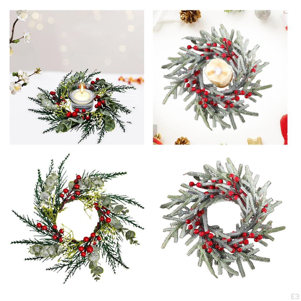 Подсвечник с красными ягодами для украшения рождественского стола