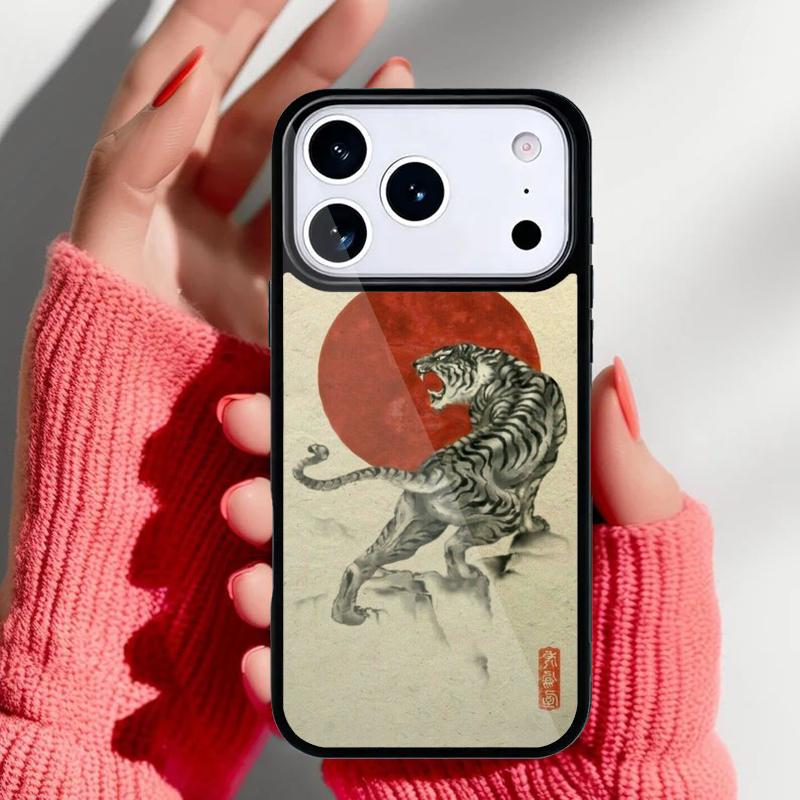 Японская гравюра укиё-э Пантера Тигр Чехол для телефона для iPhone 17 16 15 14 13 Pro Max Задняя крышка для 12 11 Pro Coque