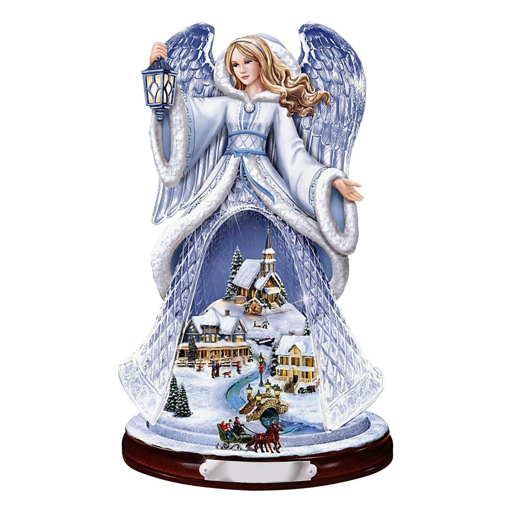 Рождественский ангел вращающаяся скульптура поезд украшения наклейка наклейка на окно MIT