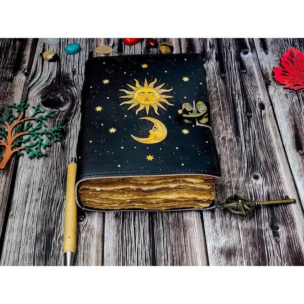 Журнал из кожи Sun Moon, 200 страниц, бумага с неровным краем, винтажный журнал, кожа