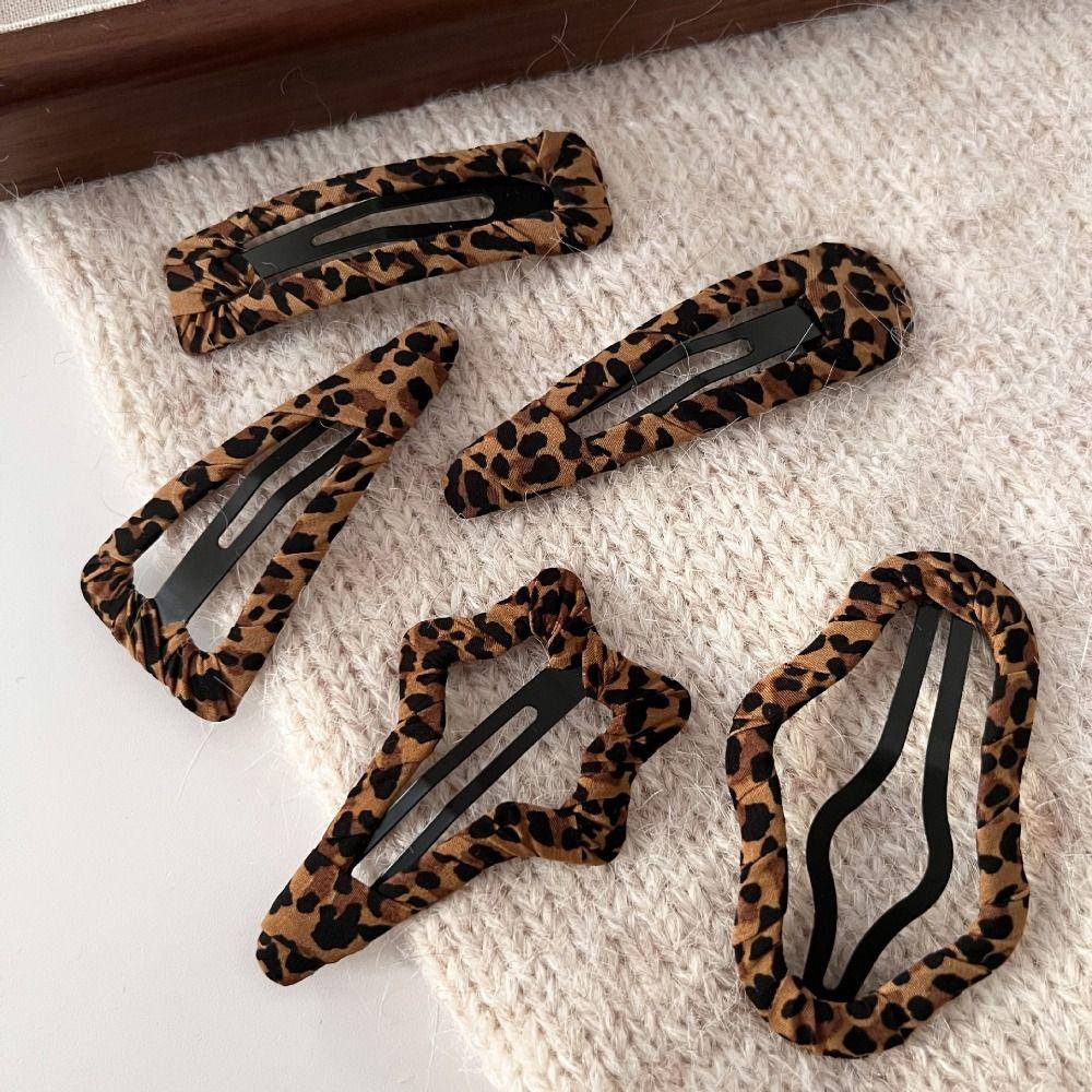 Leopard Print Hair Clip Water Drop Barrette Fashion Hairpin Headwear