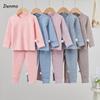 Danmo Boys Girls Velvet Thermal Underwear Suits Heating Leggings Children's Seamless Home Wear Pajamas